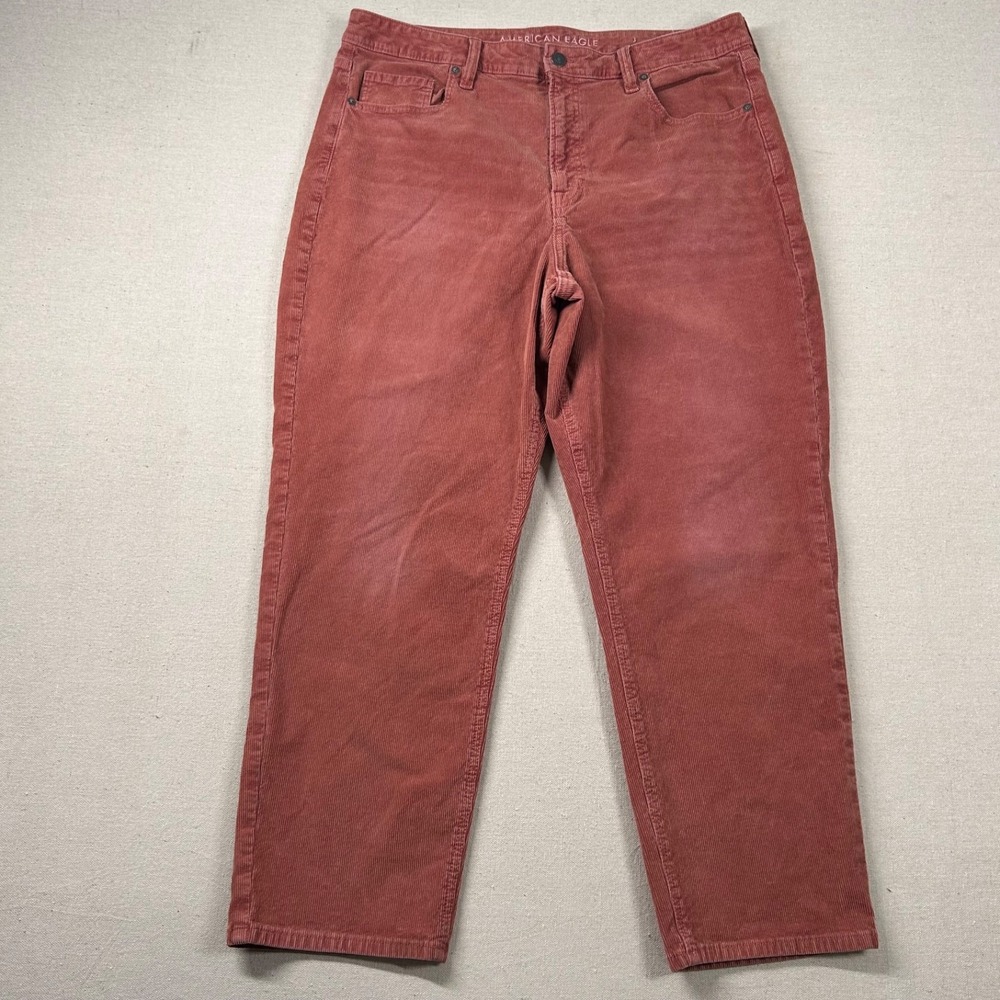 American Eagle Corduroy‎ Pants Womens 18 Mom Straight High Rise Retro Faded